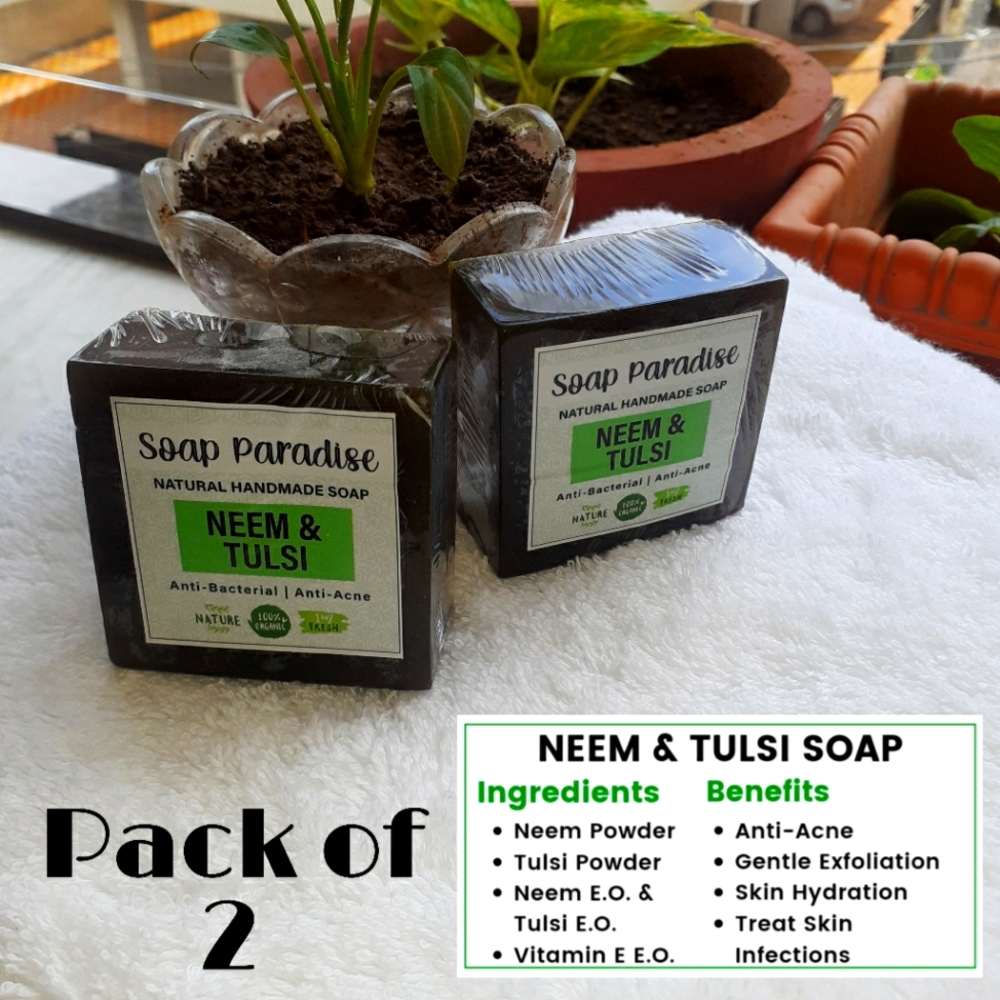 Anti Bacterial Neem & Tulsi Soap (Pack of 2) - Picture 1 of 3